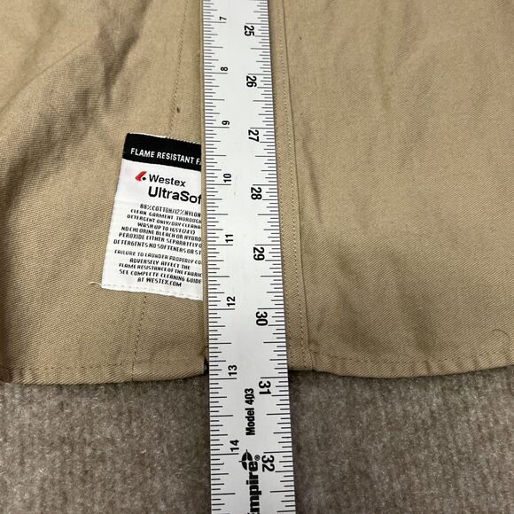 Riverside FR Button Shirt‎ XL Beige Flame Resistant Dual Pocket Welding Oilfield - Picture 8 of 9